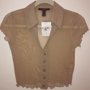 Sheer Knit Top, Beige, New w/ Tags. Size US L